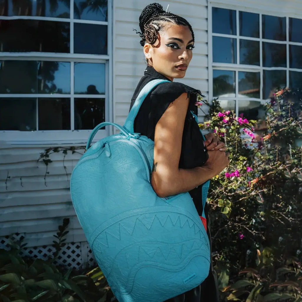 Aqua Embossed Graffiti Backpack