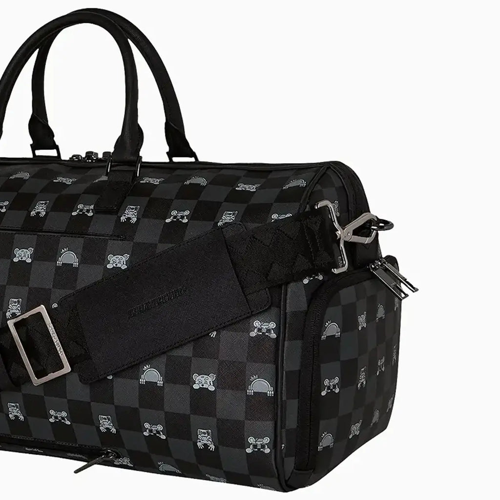 Gray Peeking Character Check Duffle