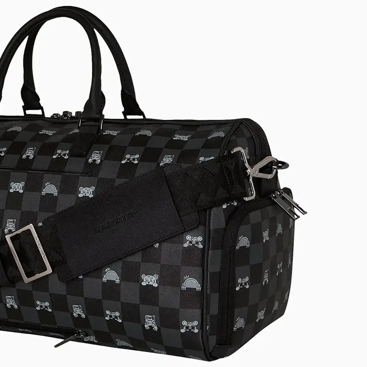 Gray Peeking Character Check Duffle