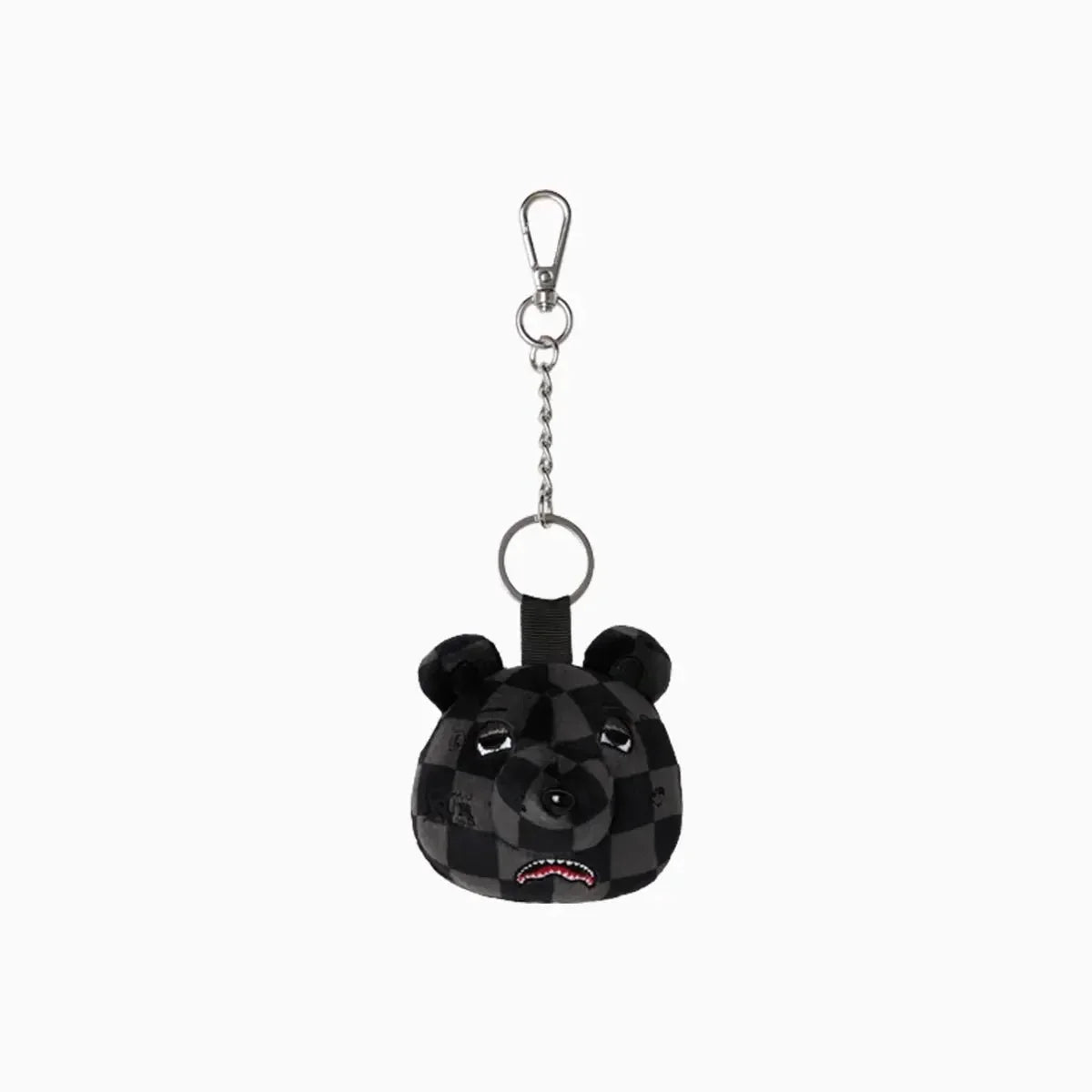 Grey Checker Bear Head Keychain
