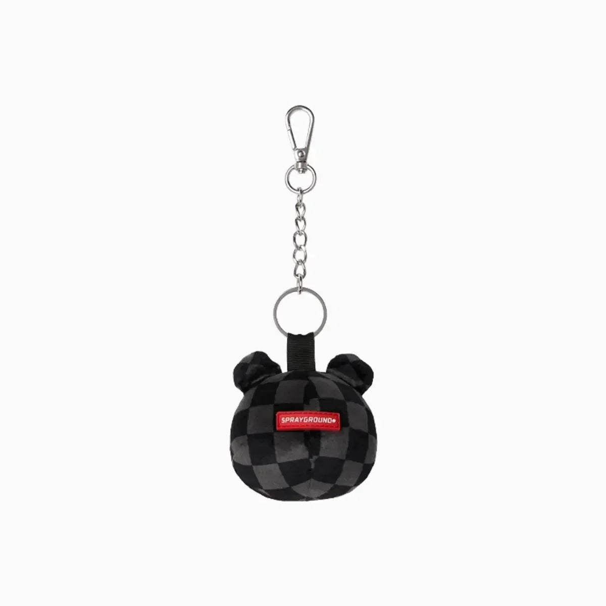 Grey Checker Bear Head Keychain