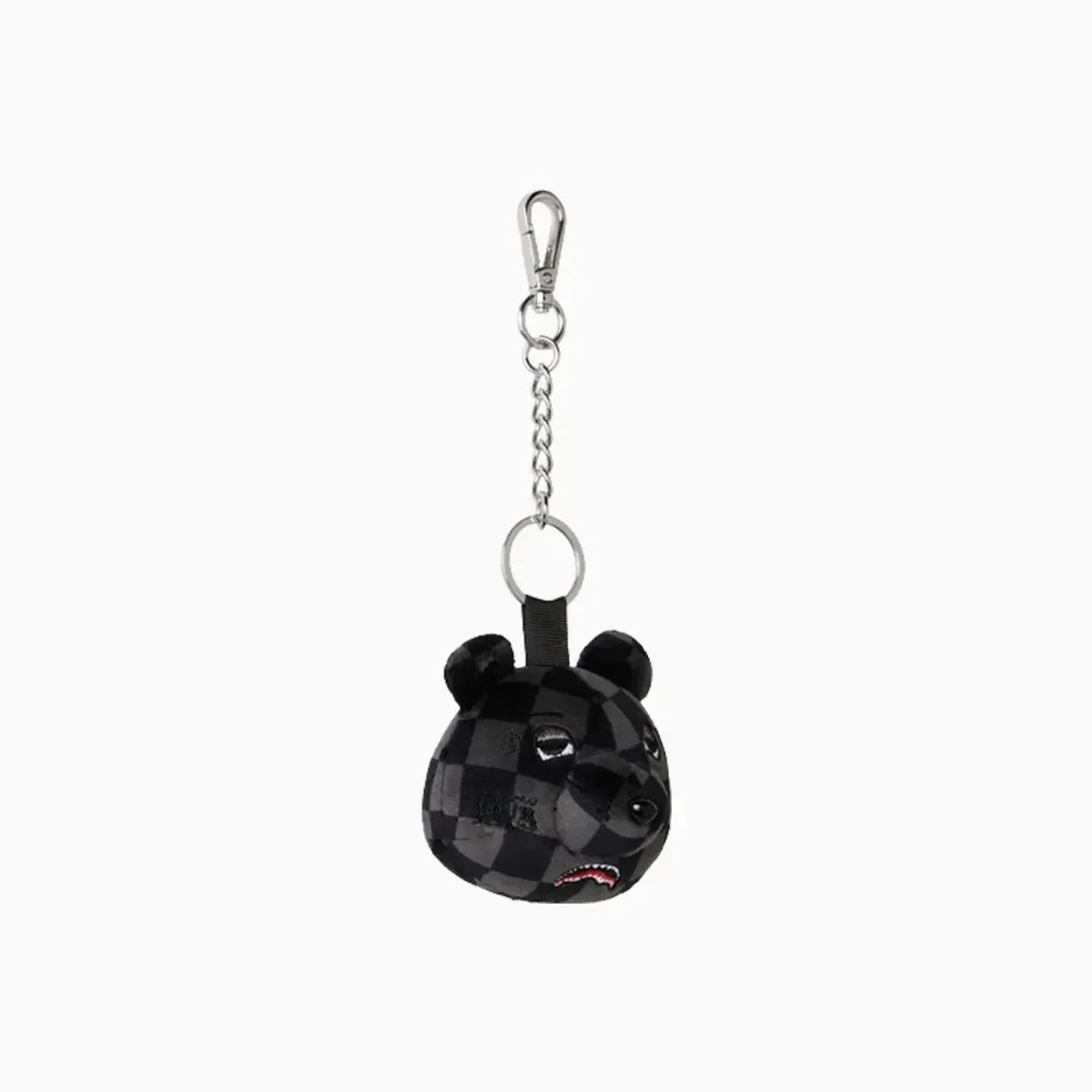 Grey Checker Bear Head Keychain