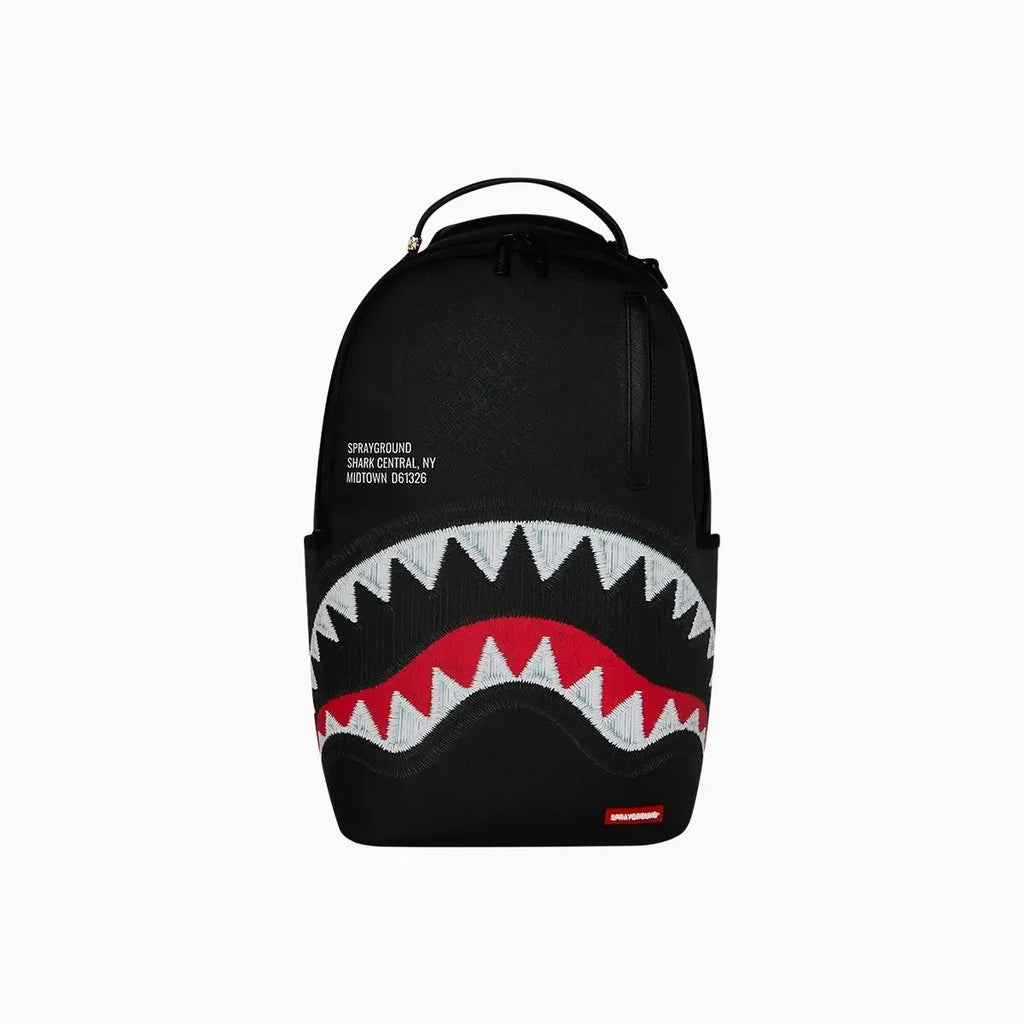 Shark Central Black Embroidered Shark Backpack