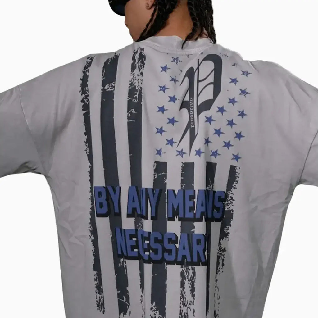 T-shirt homme à épaules tombantes "By Any Means Necessary"