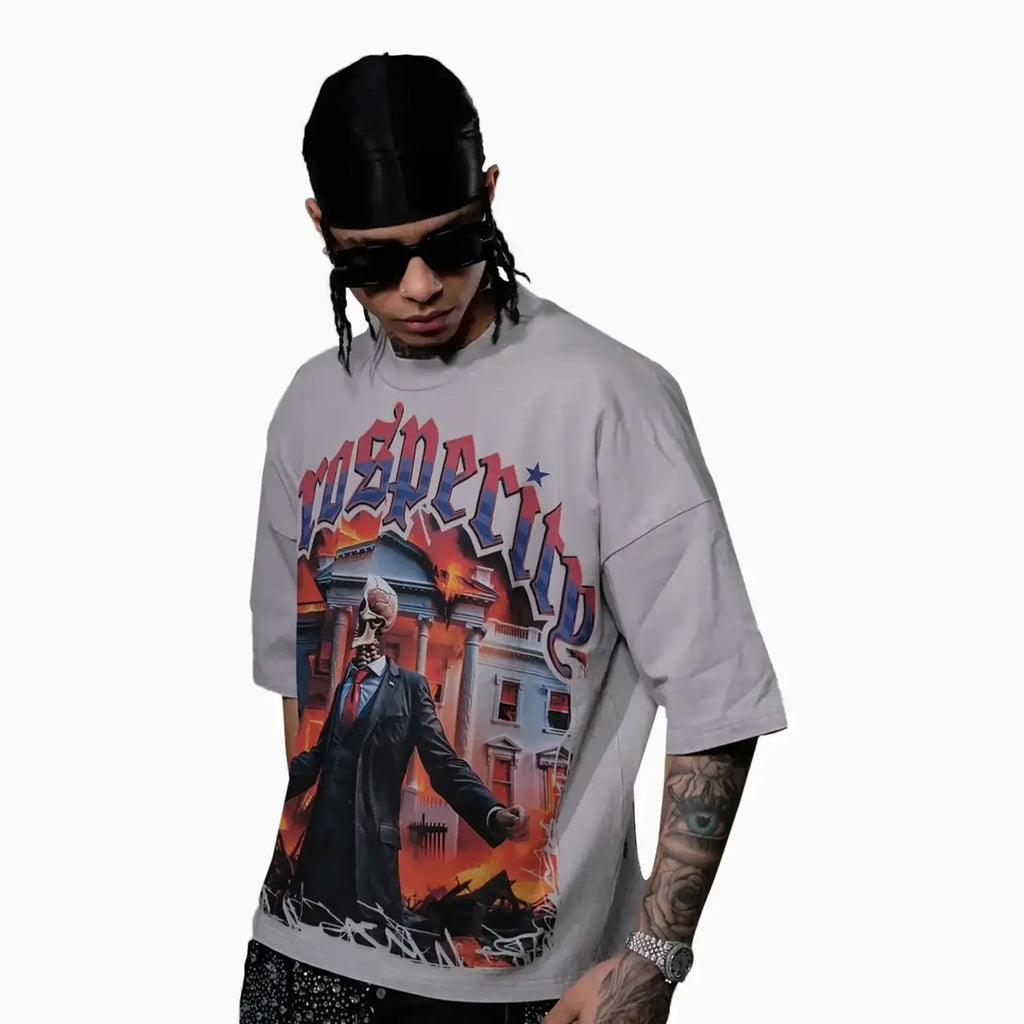 T-shirt homme à épaules tombantes "By Any Means Necessary"