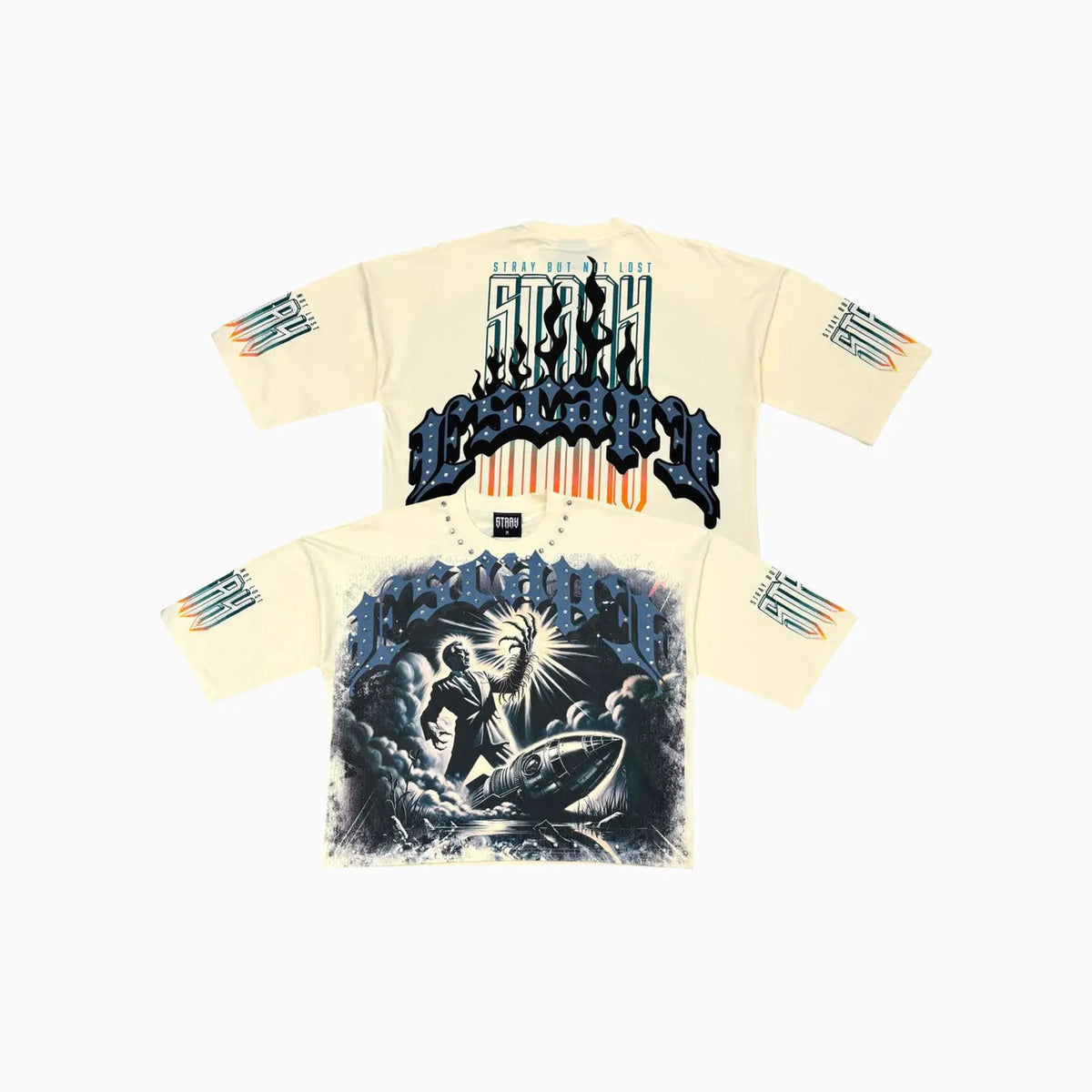 Camiseta de hombre extragrande ancha con estampado Stray Graphic y corte crop de Escape