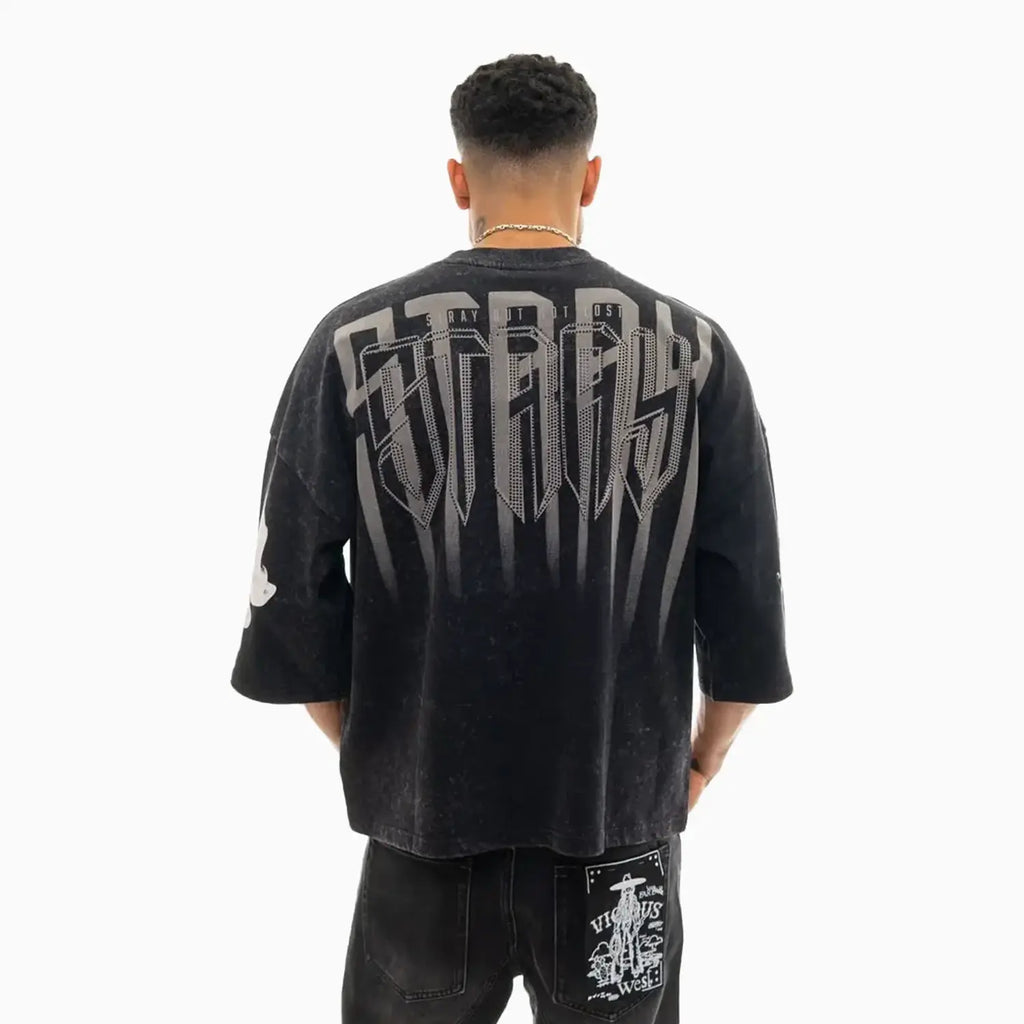Camiseta Gráfica Oversize de Calavera Digital Monarch para Hombre
