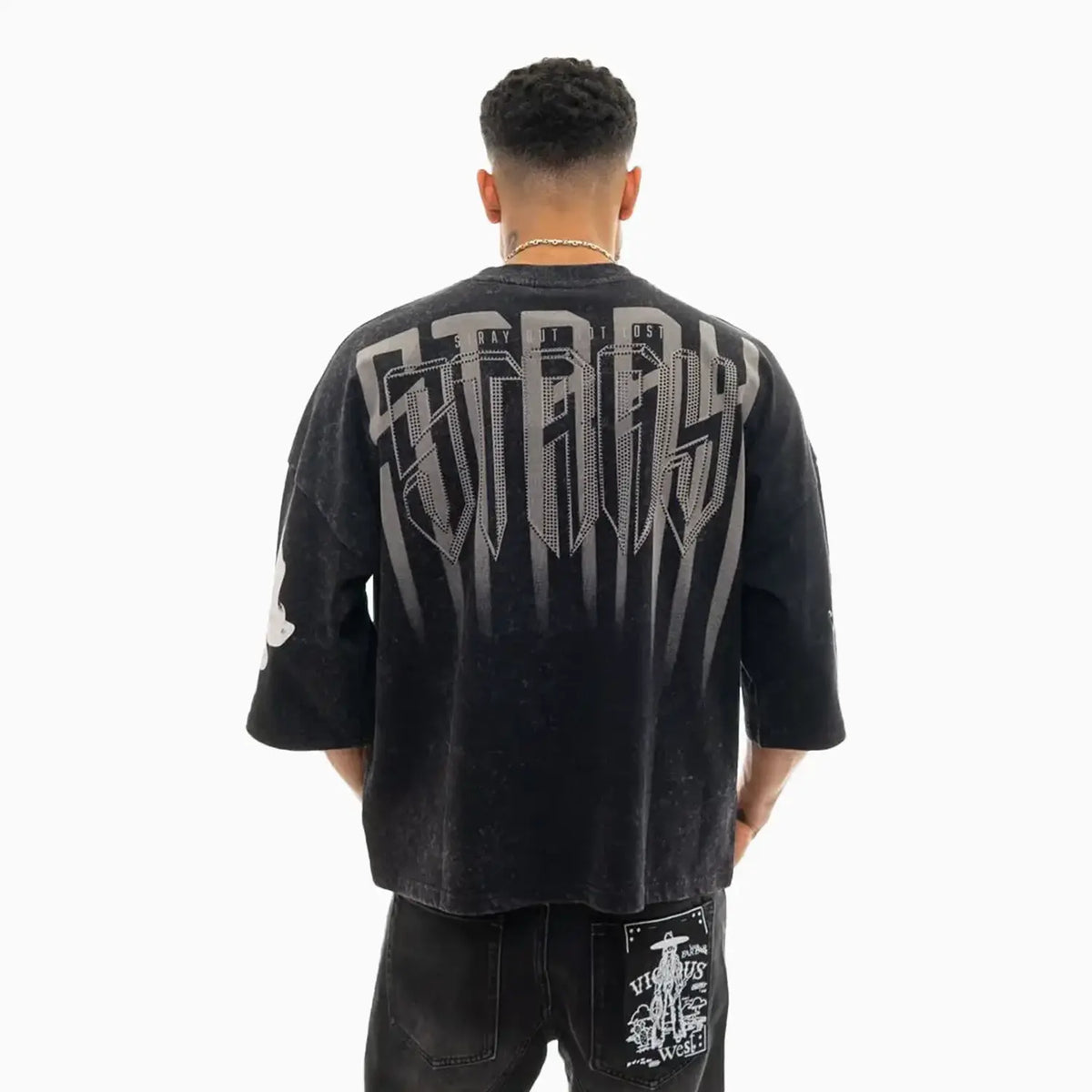 Camiseta Gráfica Oversize de Calavera Digital Monarch para Hombre