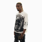 T-shirt graphique surdimensionné pour homme avec tête de mort numérique Monarch