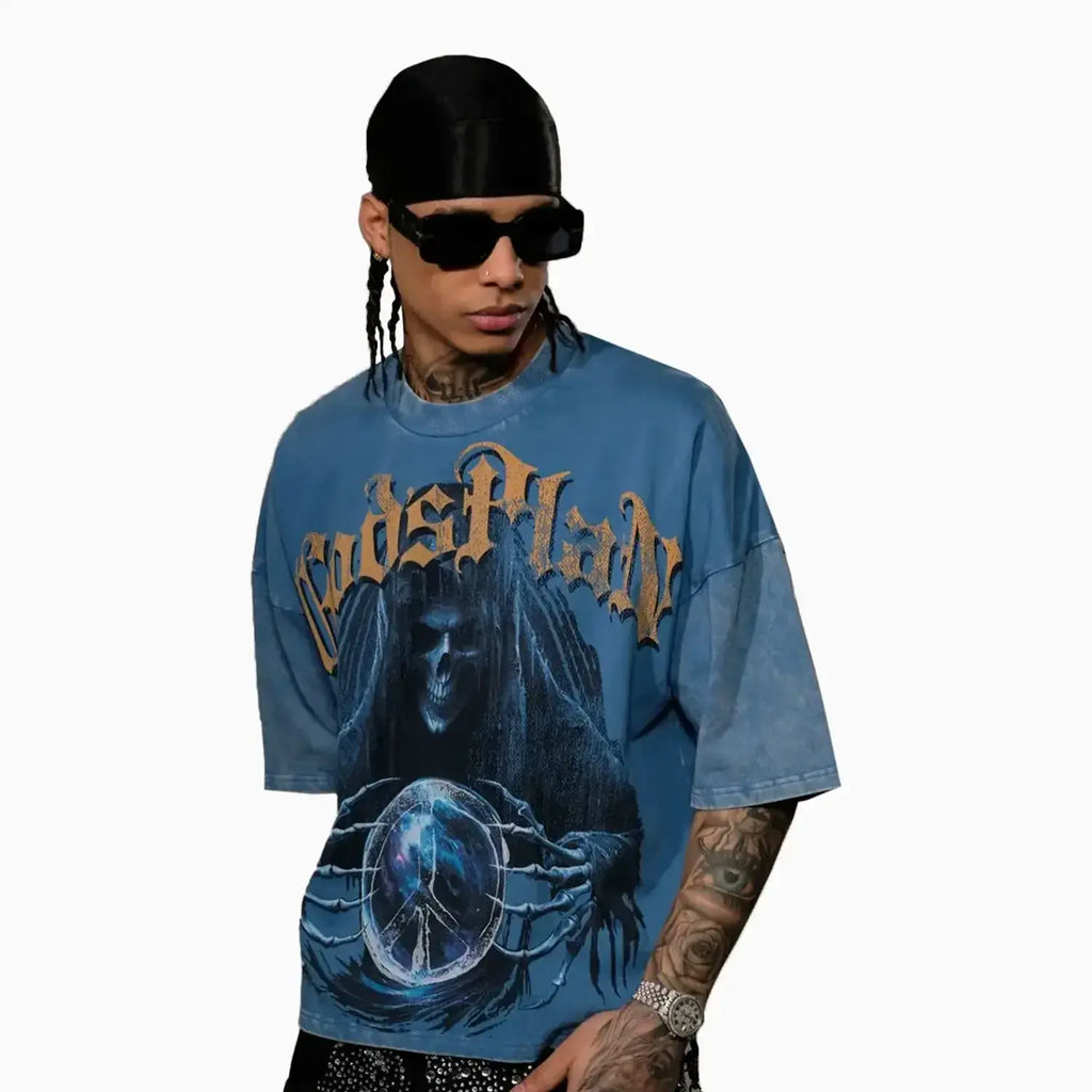 T-shirt coupe courte ample à épaules tombantes pour homme