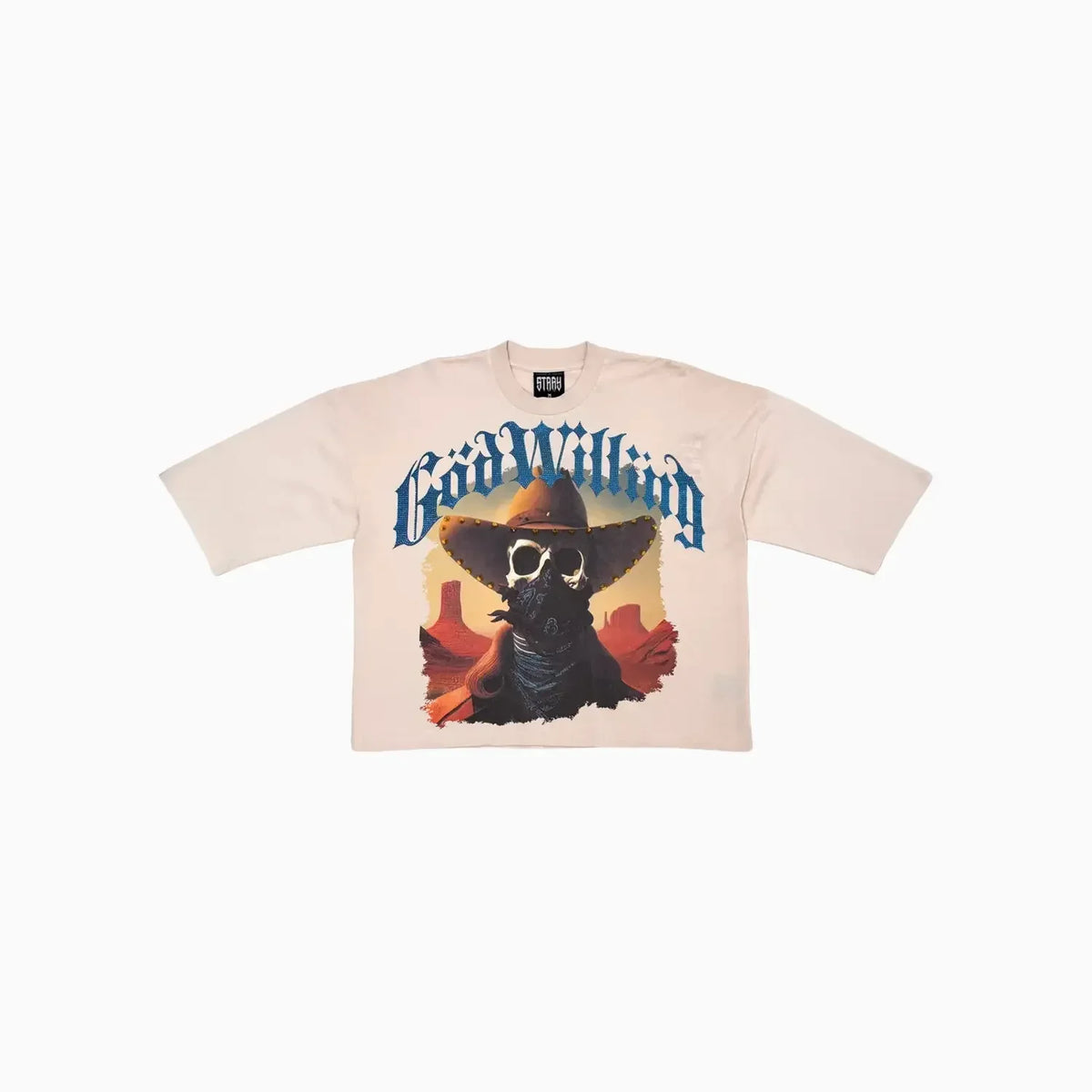 Camiseta de manga corta ancha de corte crop para hombre