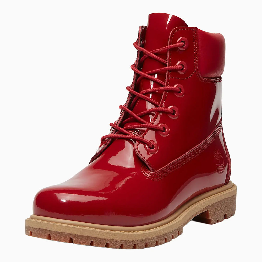 Bottine imperméable de luxe en cuir verni 6 pouces pour femme
