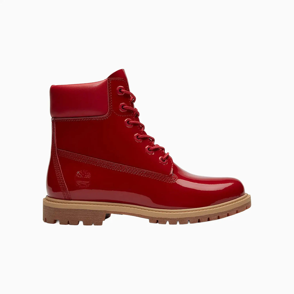 Bottine imperméable de luxe en cuir verni 6 pouces pour femme