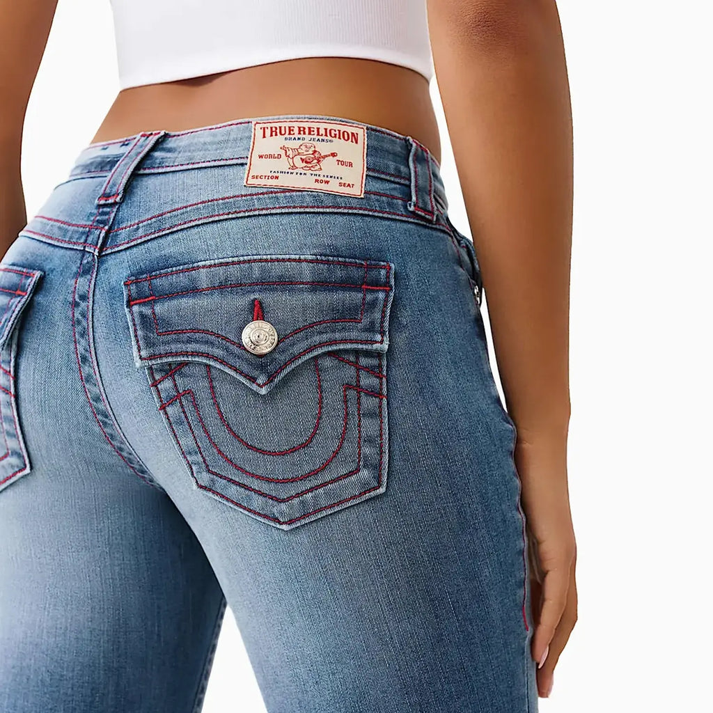 Jean droit Billie à rabat et taille mi-haute pour femme