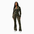 Ensemble velours camouflage raccourci pour femme