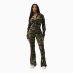 Ensemble velours camouflage raccourci pour femme