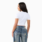 T-shirt court en cristal pour femme