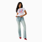 T-shirt classique col rond en cristal pour femme
