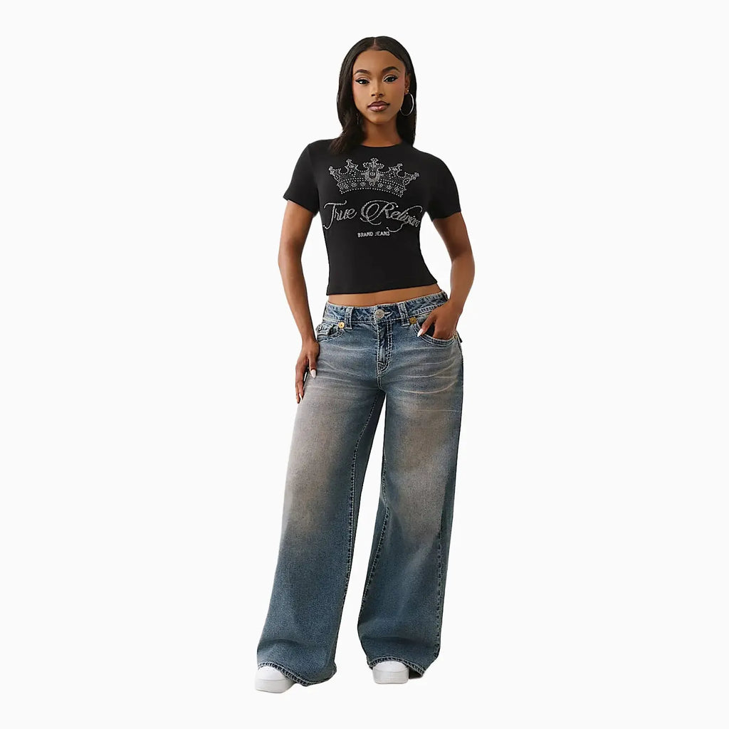 T-shirt bébé à logo couronne en cristal pour femme