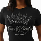 T-shirt bébé à logo couronne en cristal pour femme