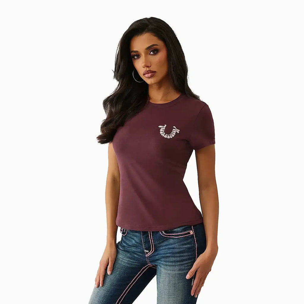 T-shirt fer à cheval en cristal pour femme