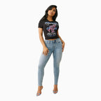 T-shirt court léopard en cristal pour femme