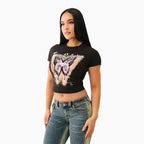 T-shirt bébé papillon en cristal pour femme