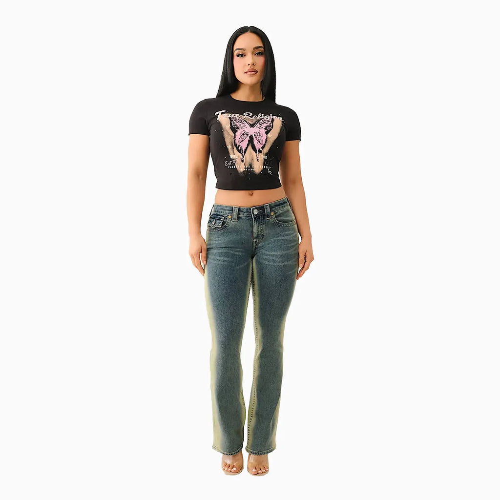 T-shirt bébé papillon en cristal pour femme