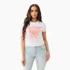 T-shirt bébé papillon en cristal pour femme