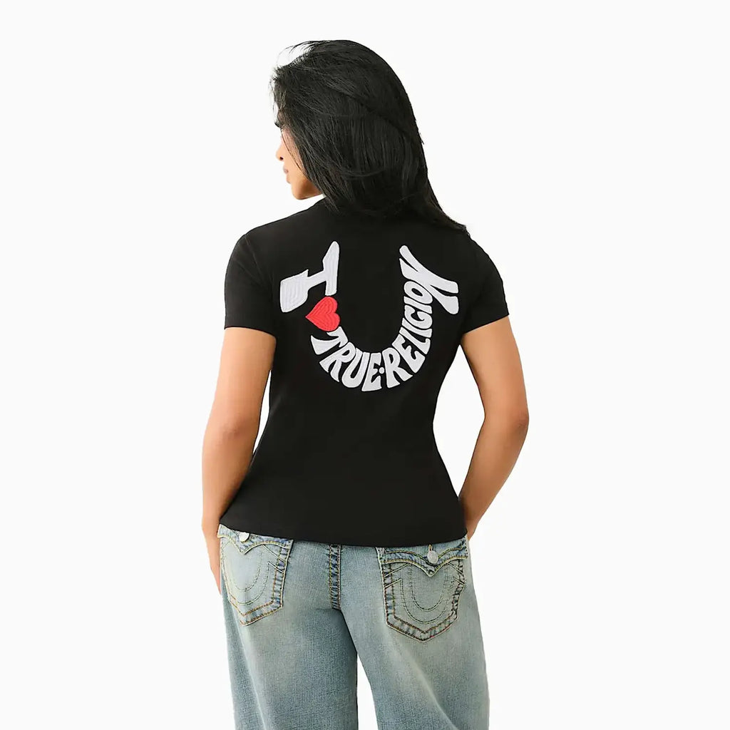 T-shirt brodé « I LOVE TRUE RELIGION » pour femme