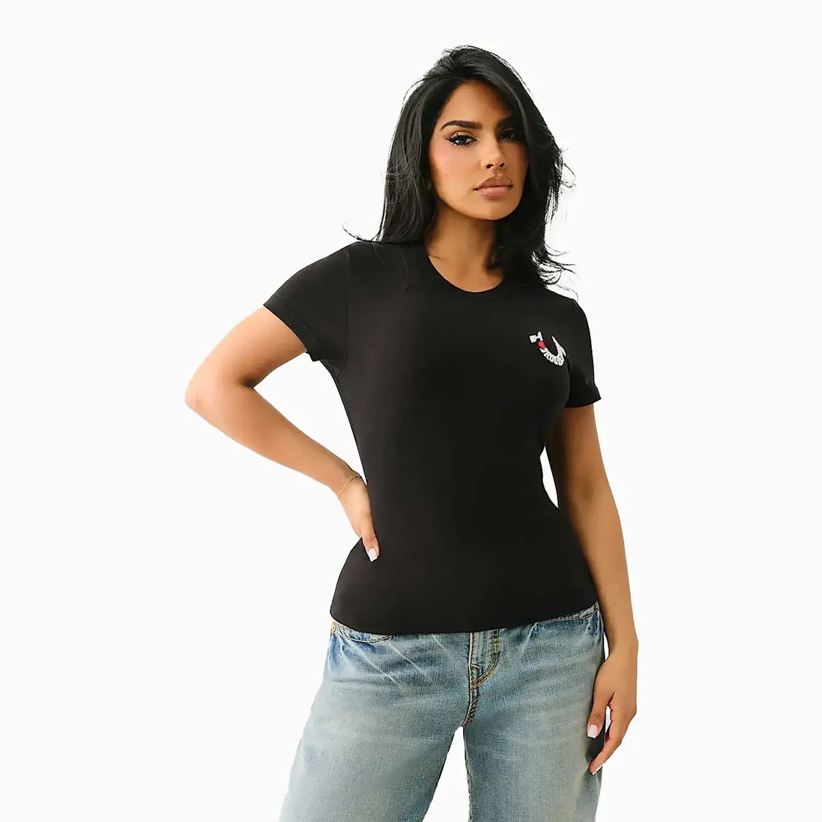 Camiseta bordada de mujer "I LOVE TRUE RELIGION"