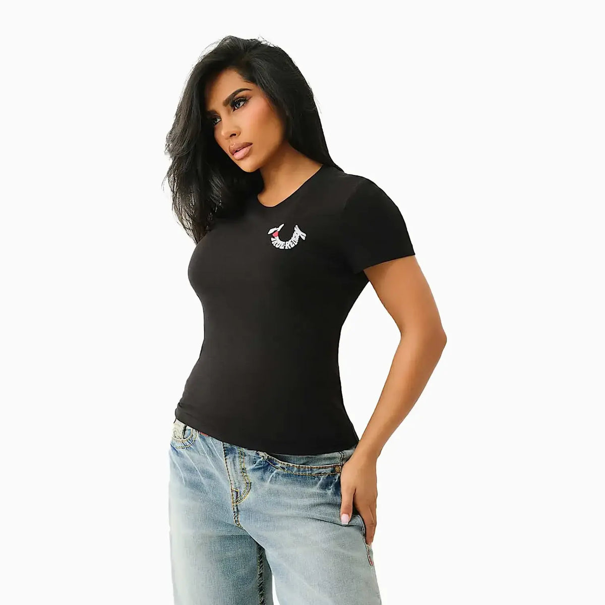 Camiseta bordada de mujer "I LOVE TRUE RELIGION"
