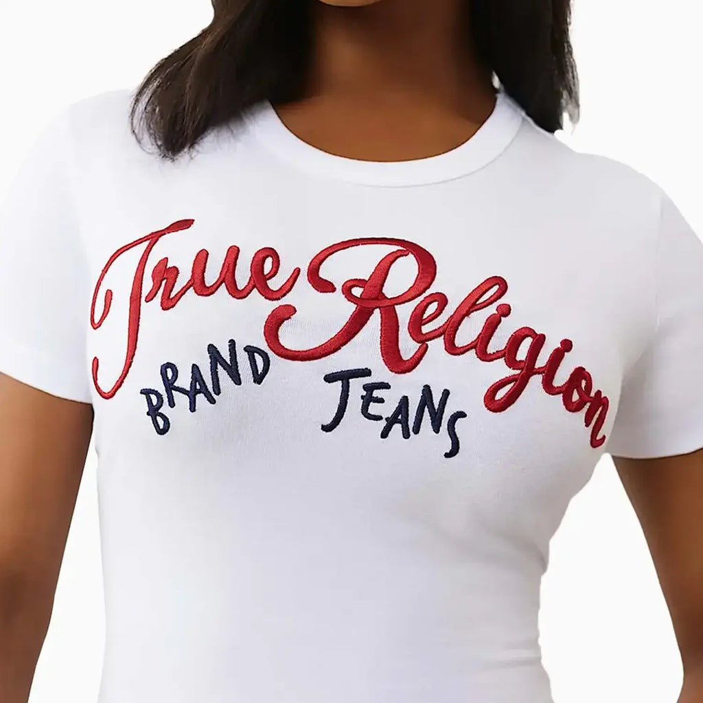 T-shirt court brodé du logo pour femme