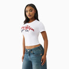 T-shirt court brodé du logo pour femme