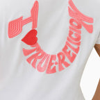 T-shirt brodé à manches courtes I Love True Religion pour femme
