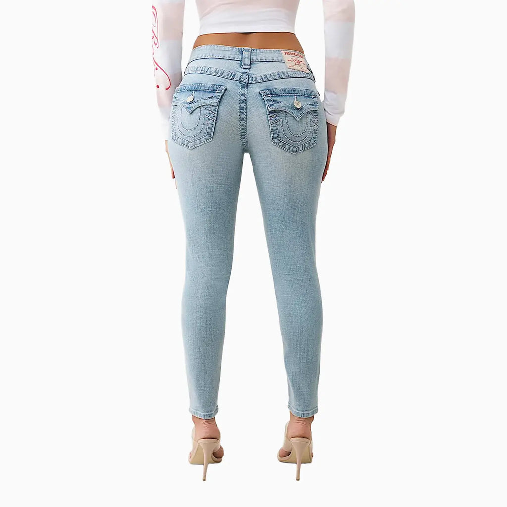 Jean skinny galbant Jennie à taille mi-haute et grand rabat en T pour femme