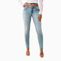 Jean skinny galbant Jennie à taille mi-haute et grand rabat en T pour femme