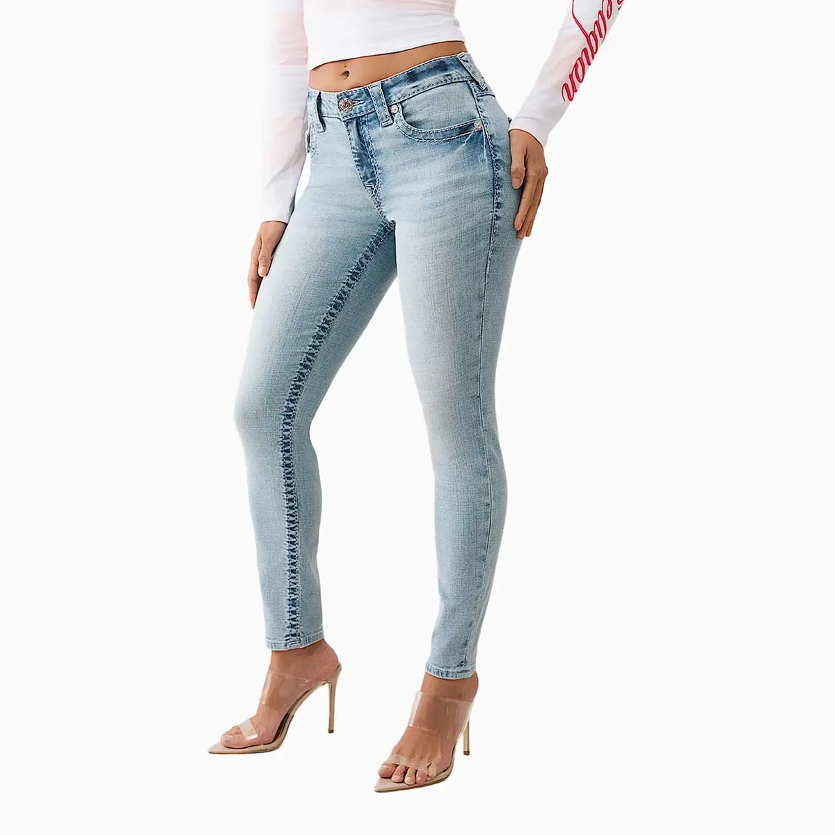 Women's Jennie Mid Rise Big T Flap Curvy Skinny Jean Pant