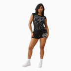 T-shirt côtelé de sport raglan pour femme