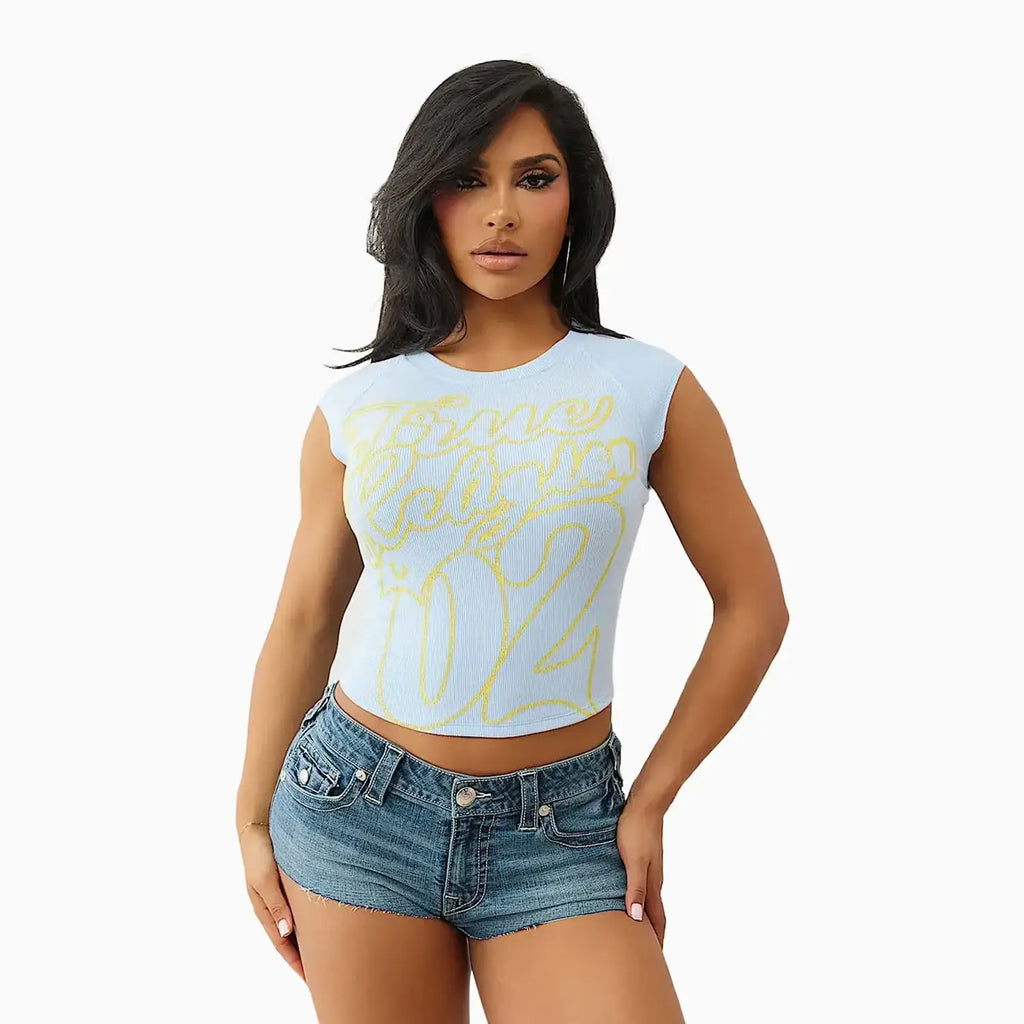 T-shirt côtelé de sport raglan pour femme