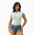 T-shirt côtelé de sport raglan pour femme
