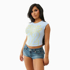 T-shirt côtelé de sport raglan pour femme