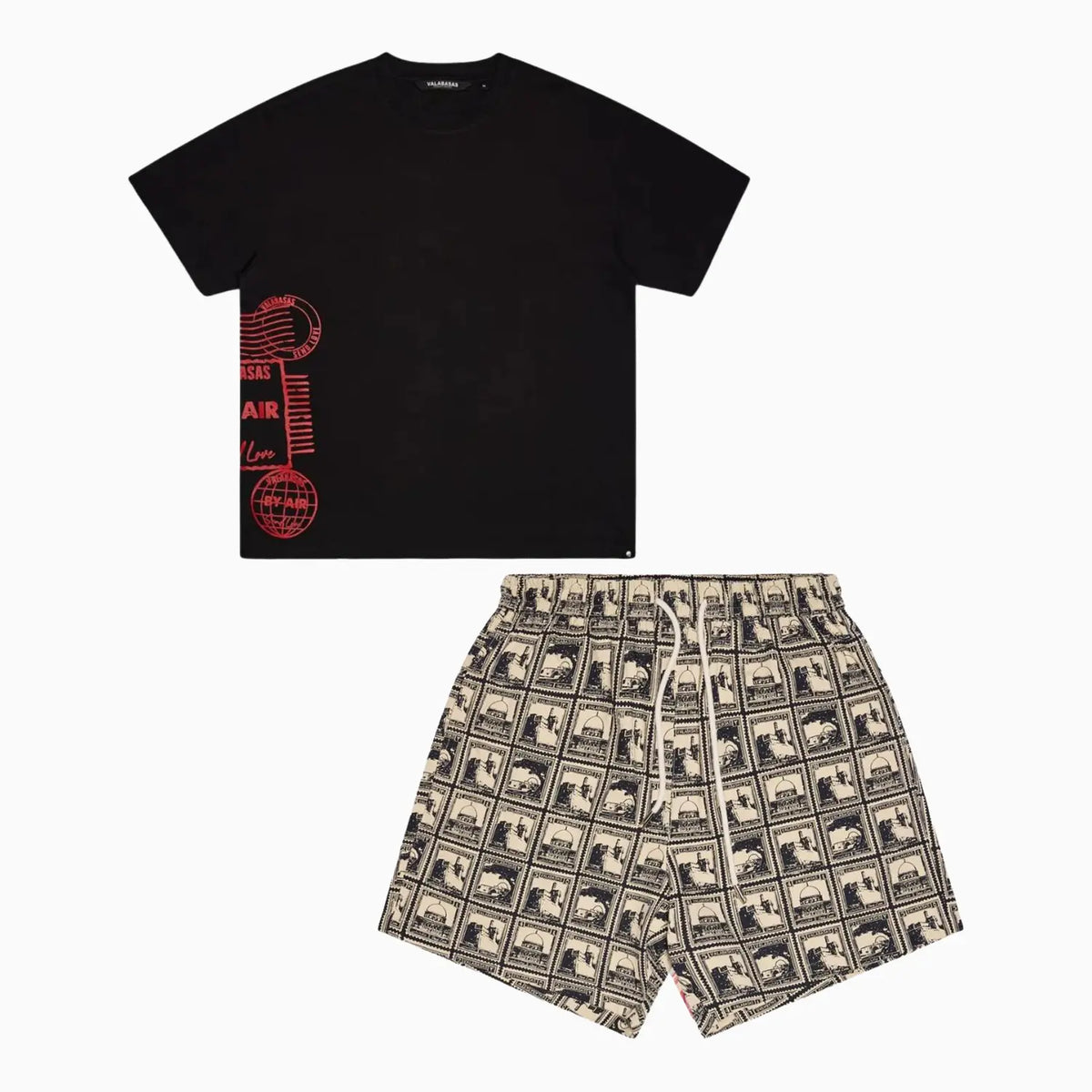 Conjunto de camiseta y pantalón corto "Send Love" para hombre