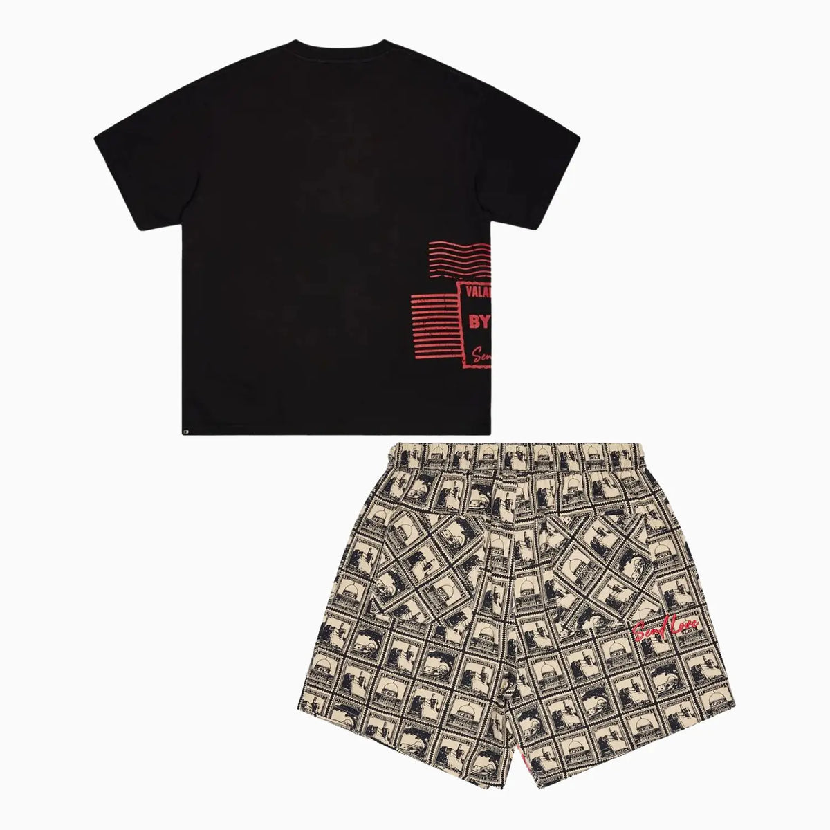 Conjunto de camiseta y pantalón corto "Send Love" para hombre