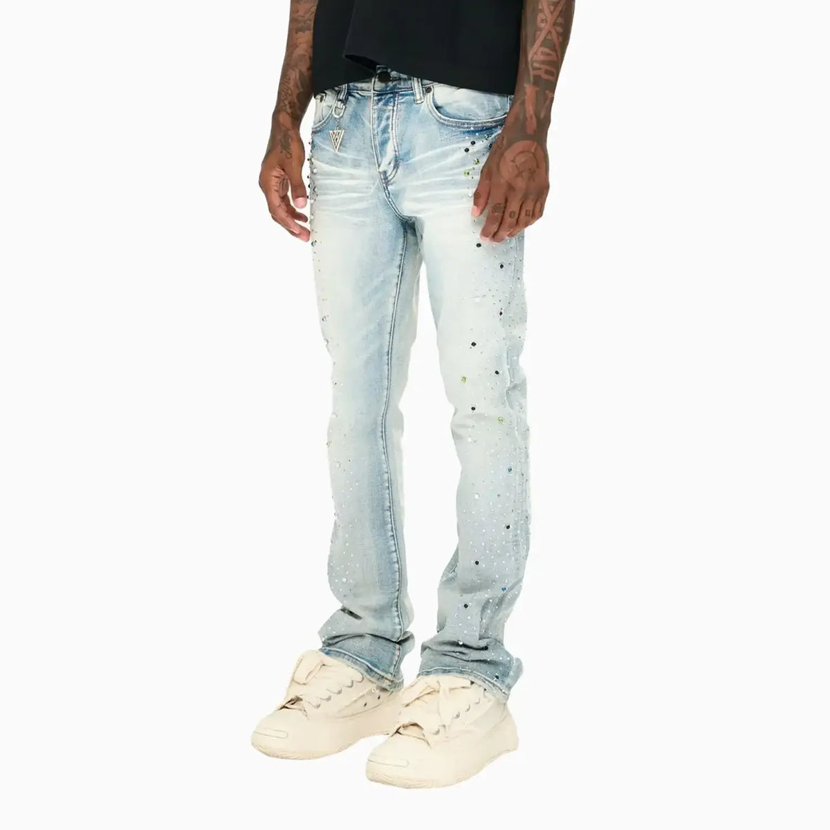 Pantalon empilé brillant pour homme