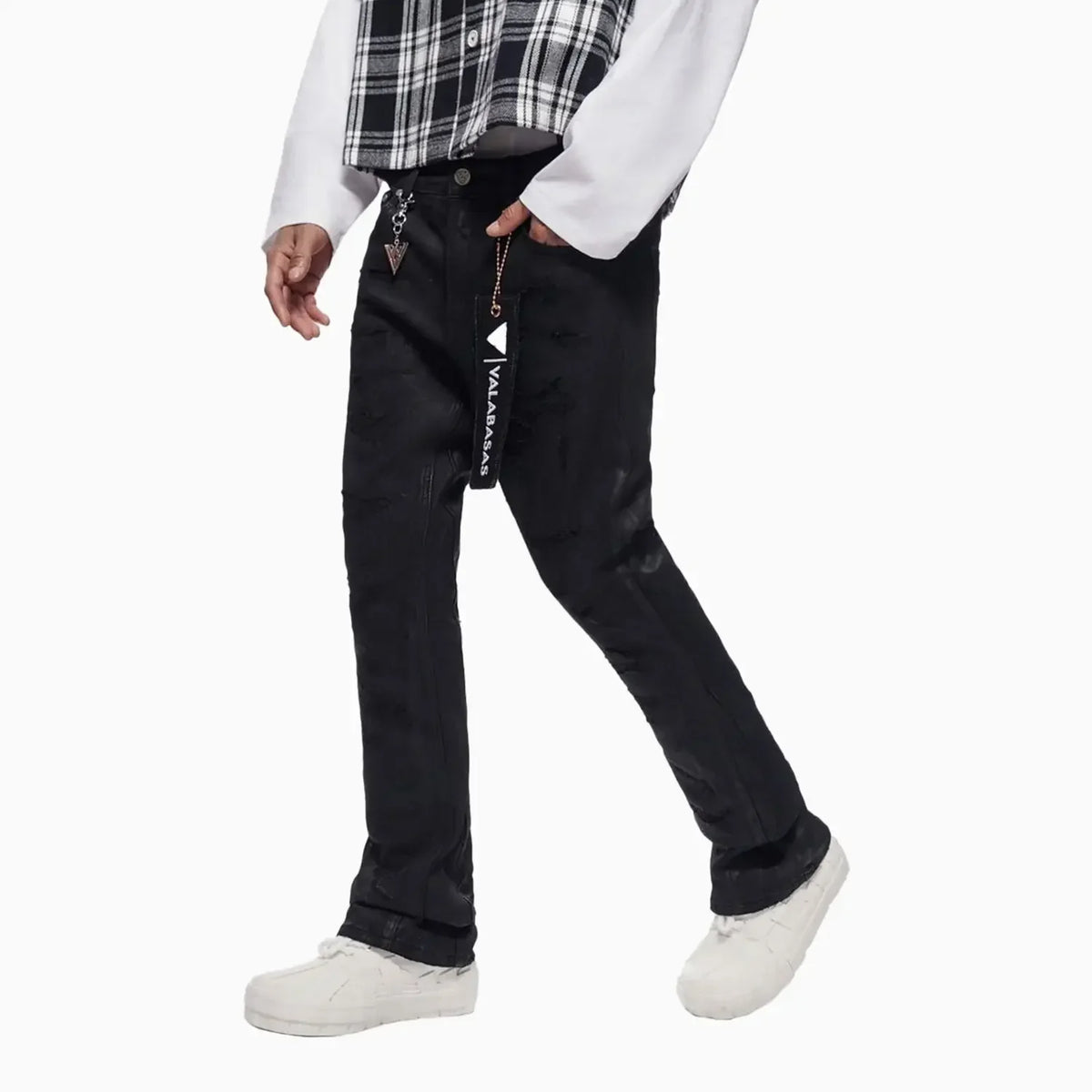 Pantalón de mezclilla encerada apilada Trance para hombre